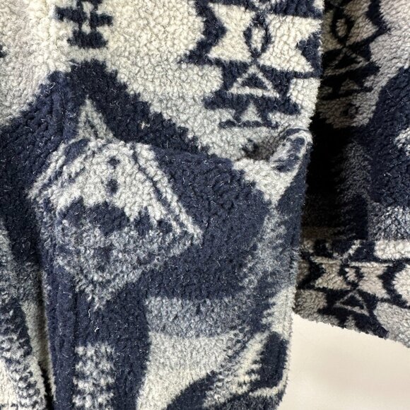 Lauren Ralph Lauren Jacket Women's L Blue Aztec Fleece Shawl Collar Western 90s - Picture 5 of 11